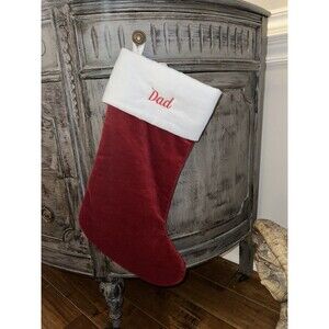NWT Pottery Barn DAD Classic Velvet Christmas Stocking RED New!